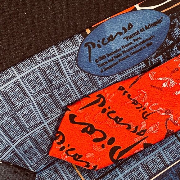 ~ ~100% Silk Handmade Picasso "Pierrot et Arlequin" Mark A. Gough Neck Tie Rare - Picture 4 of 16